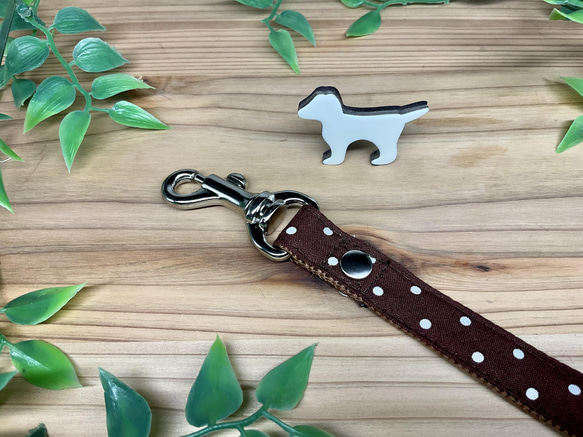 犬　首輪＆リードセット　水玉　定番　人気　茶色　ブラウン　小型犬　ハンドメイド 3枚目の画像