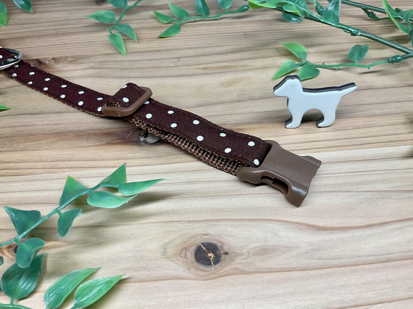 犬　首輪＆リードセット　水玉　定番　人気　茶色　ブラウン　小型犬　ハンドメイド 7枚目の画像