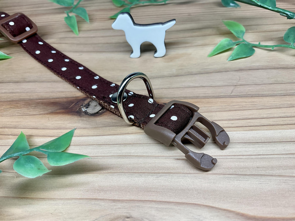 犬　首輪＆リードセット　水玉　定番　人気　茶色　ブラウン　小型犬　ハンドメイド 6枚目の画像