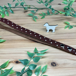 犬　首輪＆リードセット　水玉　定番　人気　茶色　ブラウン　小型犬　ハンドメイド 4枚目の画像