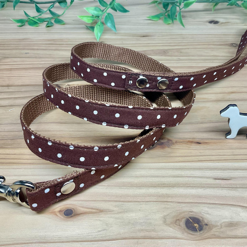 ダミエデザイン　小型犬　首輪　リード　セット　アズール 犬 首輪＆リードセット 水玉 定番 人気 茶色 ブラウン 小型犬