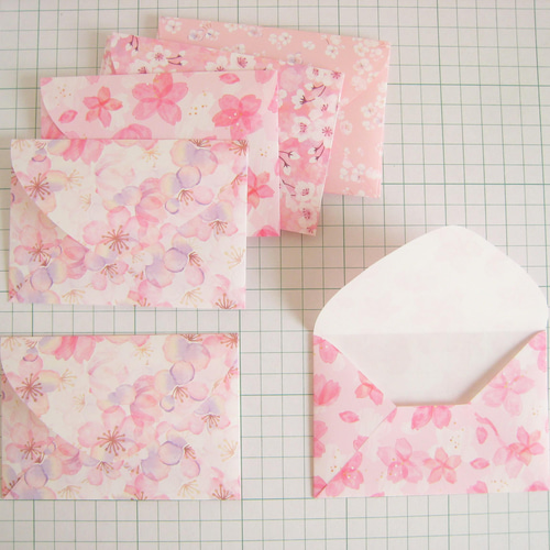 桜柄のミニ封筒(8枚セット） 封筒・便せん うさぎのしっぽ 通販 