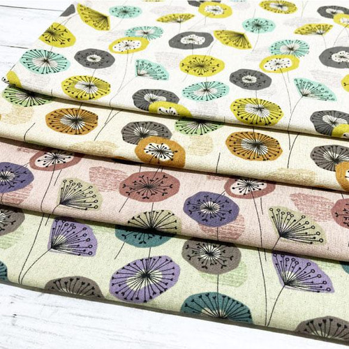 オーダー用生地サンプル 北欧リボン 綿麻 北欧デザインの綿麻生地が