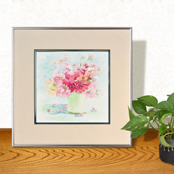 「花に願いを」水彩原画 一点物 額縁付き　豪華プレゼント付き 4枚目の画像