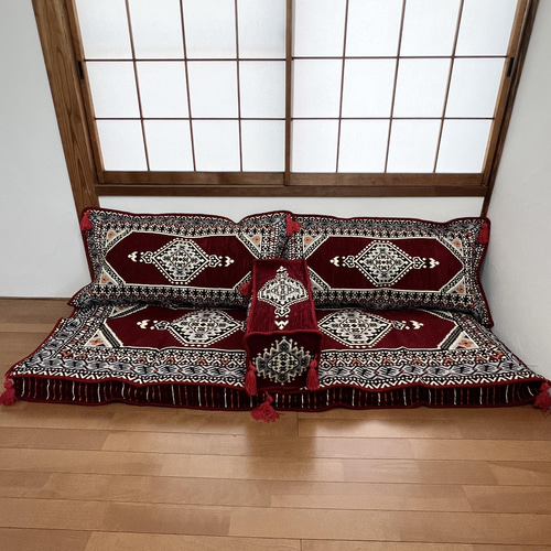 トルコ オリエンタル調フロアーソファ4点セット(オスマン調)2~3人掛け