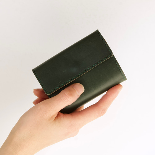 あたまかな　3つ折り財布 コンパクトデザイン ネイビー ネイビーのみ】三つ折り財布 メンズ 小さい 財布 本革