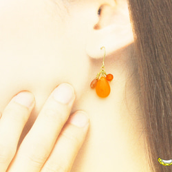 【M様】ORANGE HAPPYイヤリング片方♪ オレンジジェイド × インカローズ カーネリアン イヤリング 片方 4枚目の画像