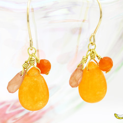 【M様】ORANGE HAPPYイヤリング片方♪ オレンジジェイド × インカローズ カーネリアン イヤリング 片方 6枚目の画像