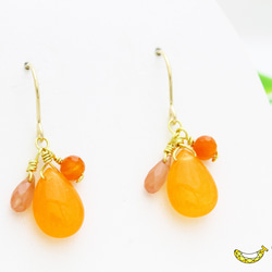 【M様】ORANGE HAPPYイヤリング片方♪ オレンジジェイド × インカローズ カーネリアン イヤリング 片方 2枚目の画像