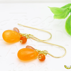【M様】ORANGE HAPPYイヤリング片方♪ オレンジジェイド × インカローズ カーネリアン イヤリング 片方 3枚目の画像