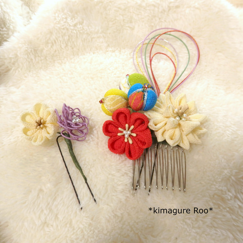 つまみ細工の、髪飾りオーダーメード