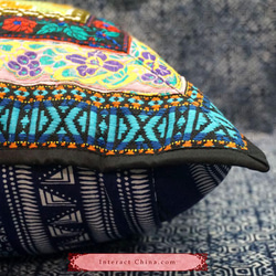 雲南イ族 手織クッションカバー ユニーク 100%手織り トライバル 背当て 刺繍 ソファ クッションケース #207 6枚目の画像