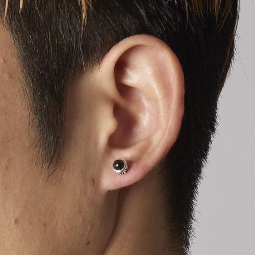 天然オニキス ピアス シルバー925 イヤリング メンズ スターリング 