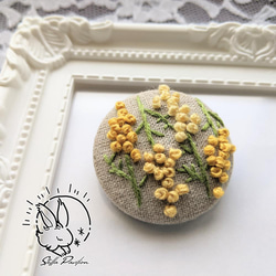 ミモザ　刺繍ブローチ　春 1枚目の画像