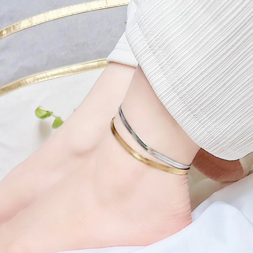 再販8 スネークチェーンのアンクレット【ステンレス着けっぱなしOK