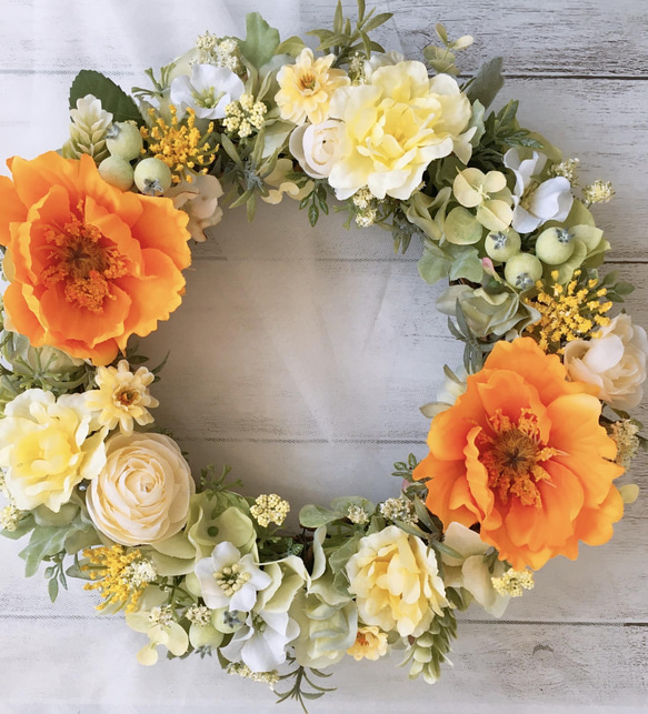 アーティフィシャルフラワーハンドメイドリースビタミンカラー