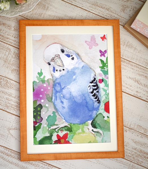 セキセイインコの似顔絵イラスト制作します【A4サイズ】