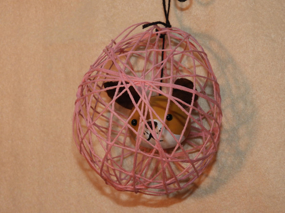 かわいい糸手毬（いとてまり） ワンちゃん　（ピンク） 1枚目の画像