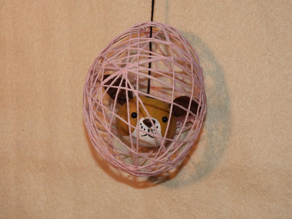 かわいい糸手毬（いとてまり） ワンちゃん　（薄ピンク） 1枚目の画像
