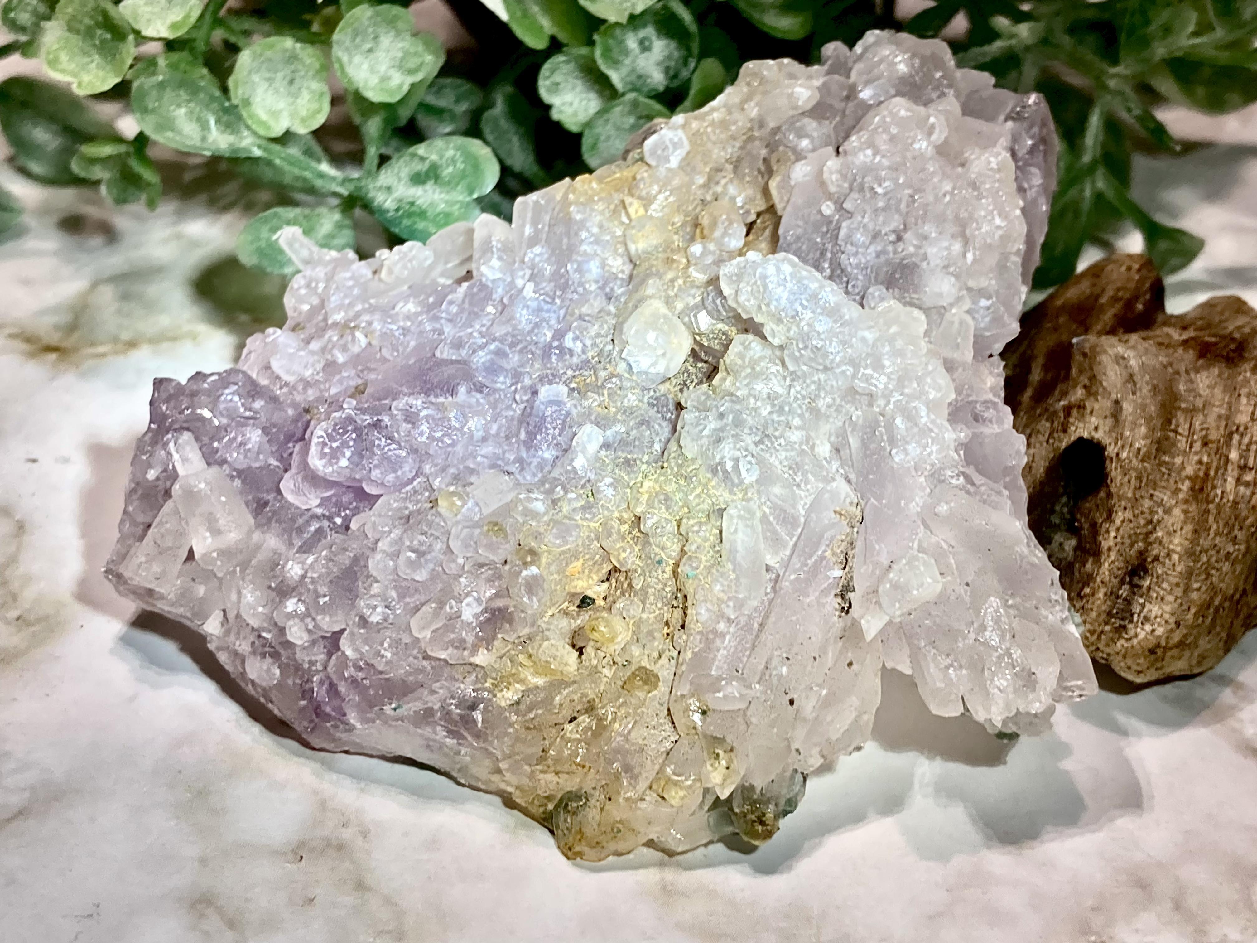 虹入り【愛の守護石】フラワーアメジスト　クラスター