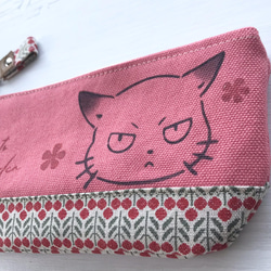 帆布とミモザの猫boxerペンケース(ピンク 3枚目の画像