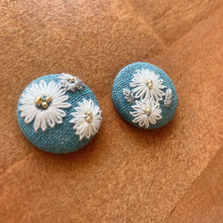 【受注製作】ターコイズブルーの花柄ピアス・イヤリング(樹脂ピアス対応) 4枚目の画像