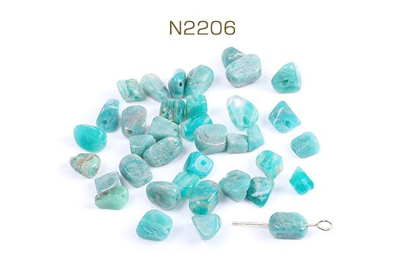 N2206 45個 天然石ビーズ 天然石さざれ石 アマゾナイト 3×（15ヶ） 1枚目の画像