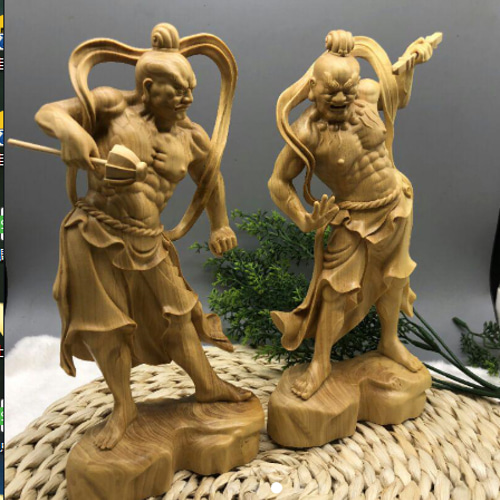 金剛力士像（阿形 吽形） 仏教美術 仁王像 精密彫刻 木彫仏像