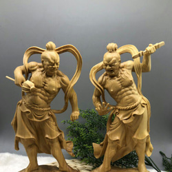 仏教美術 木造 木彫 仁王像 阿吽 金剛力士 仏像 置物 仏教美術 木造 木彫 仁王像 阿吽 金剛力士 仏像 置物 - メルカリ