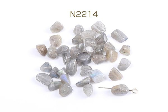 N2214 45個 天然石ビーズ 天然石さざれ石 グレーラブラドライト 3×（15ヶ） 1枚目の画像