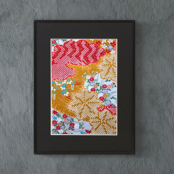 インテリア　額縁　鶴　縁起物　アンティーク　着物 インテリア 額縁 鶴 縁起物 アンティーク 着物