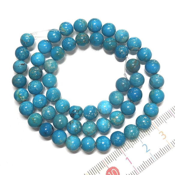 上質　天然石　トルコ石　丸玉　ネックレス　33粒 上質 天然石 トルコ石 丸玉 ネックレス 33粒 V118810658