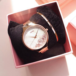 Elegant Glitter 玫瑰花貝殼面優雅女錶手錶 EG-11401 玫瑰金 第1張的照片