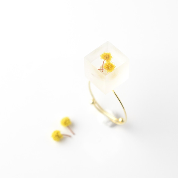 特集掲載】ミモザのリング オープンリング レジン ゴールドカラー