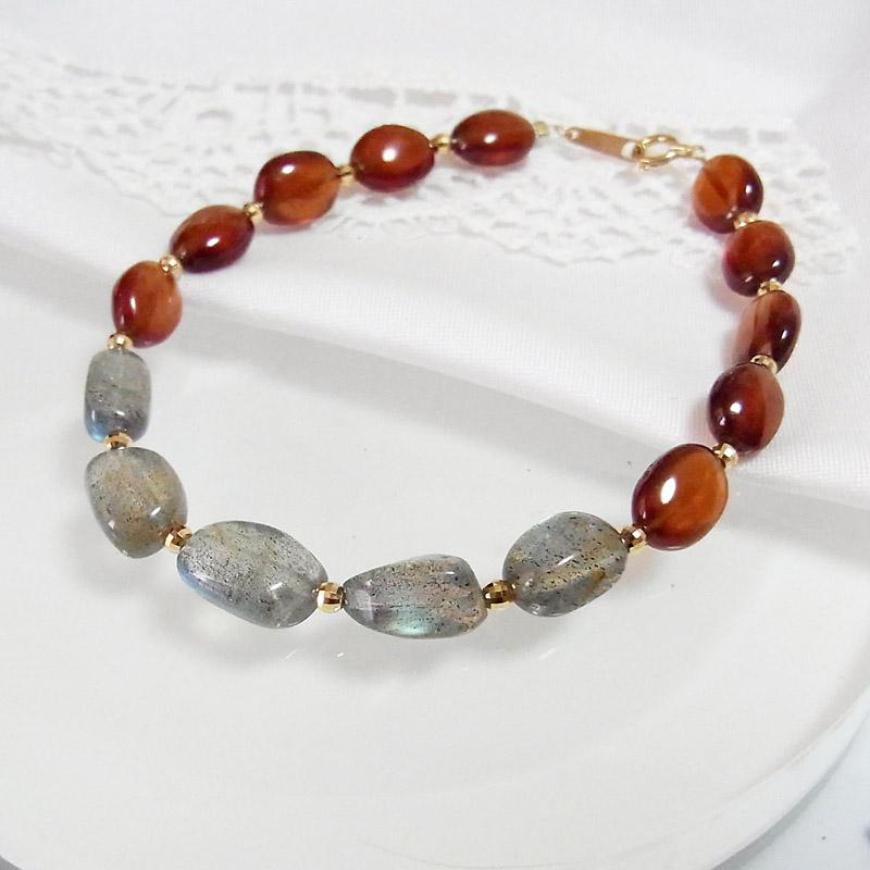 K18 ラブラドライト ヘソナイトガーネット ブレスレット