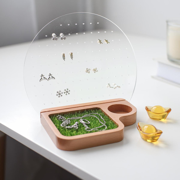 ピアスホルダー ピアススタンド アクセサリー収納 木製 TOSMU 1枚目の画像