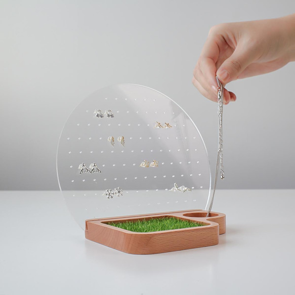 ピアスホルダー ピアススタンド アクセサリー収納 木製 TOSMU 5枚目の画像