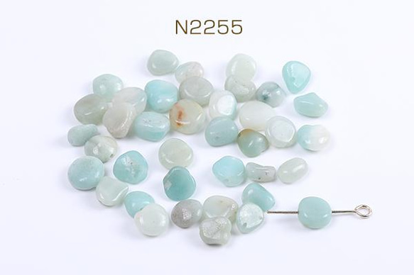 N2255 45個 天然石ビーズ 天然石さざれ石 アマゾナイト 3×（15ヶ） 1枚目の画像