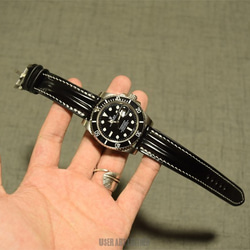 受注製作 ホーウインコードバン 無双仕立て 時計ベルト ネイビー