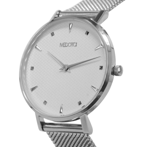 HOPE 系列花紋錶面簡約米蘭錶帶手錶 / HO - 12403 銀色 第3張的照片