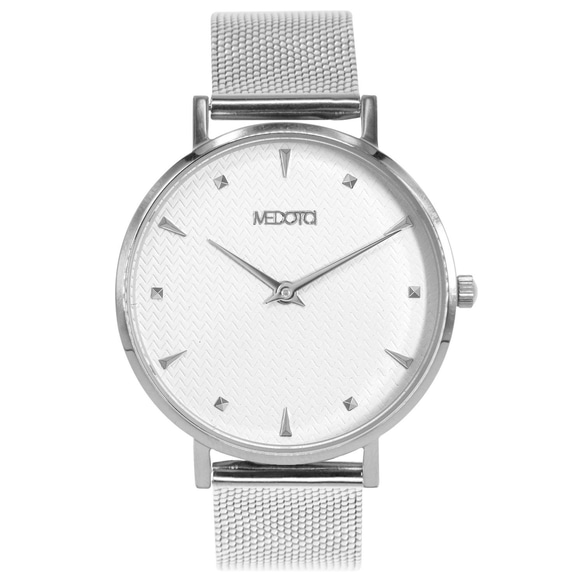 HOPE 系列花紋錶面簡約米蘭錶帶手錶 / HO - 12403 銀色 第2張的照片
