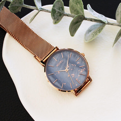 TWINKIE 星點貝殼面簡約米蘭錶帶手錶 / TE-12502 玫瑰金色 第7張的照片