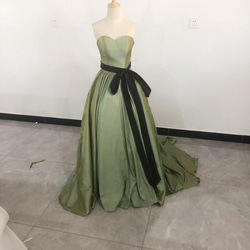 豪華！ カラードレス ピスタチオカラー サッシュベルト ベアトップ  
