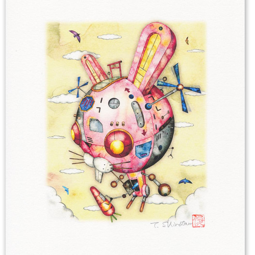 ウサギ型飛行機械』デジタル版画/ A4サイズ （作品のみ） 版画