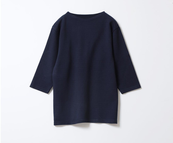 古川和紙で作るボートネックTシャツ ブラック 七分袖　EIJI×浅野撚糸 コラボ 6枚目の画像