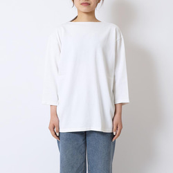 古川和紙で作るボートネックTシャツ ブラック 七分袖　EIJI×浅野撚糸 コラボ 9枚目の画像