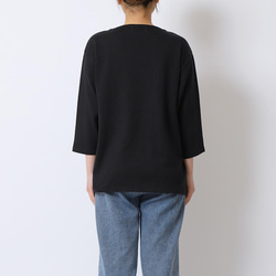 古川和紙で作るボートネックTシャツ ブラック 七分袖　EIJI×浅野撚糸 コラボ 3枚目の画像