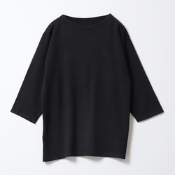古川和紙で作るボートネックTシャツ ブラック 七分袖　EIJI×浅野撚糸 コラボ 7枚目の画像