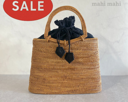 【未使用 美品】バリ島　ラウンドカゴバッグ 未使用 美品】バリ島 ラウンドカゴバッグ