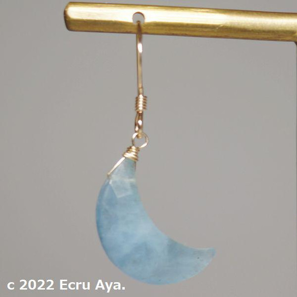 * Hina-arare * 海藍寶石星形切割和月亮切割耳環 第7張的照片